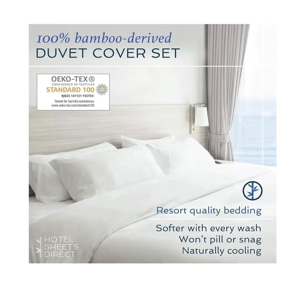 Luxurious Oeko-Tex Bamboo White Duvet Cover Bed Twin-XL New! ⚡️ Free Shipping